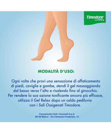Timodore Relaxing Gel - Refreshing Relief for Tired Feet Legs & Ankles | 100% Made in Italy 50 ml - Dermatologically Tested - Buy Online on SooperMarket.com