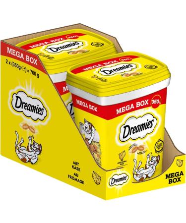Dreamies cat snacks with delicious cheese - crispy on the outside and creamy on the inside - cat treats in mega box (2 x 350g) cheese 350 g (2 pack)