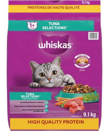 WHISKAS Adult Dry Cat Food - Tuna Selections Flavour 9.1 kg Bag & Perfect Portions Adult Wet Cat Food - Chicken Beef Whitefish and Tuna Salmon 75g Trays (24 Pack) - Buy Online on SooperMarket.com