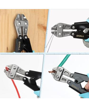SHALL Mini Bolt Cutter 210mm/8-inch Heavy Duty Wire Cutter Two-Color Ergonomic Handle Security Lock More Efficient Leverage & Adjustable Opening Belt Bag Included - Buy Online on SooperMarket.com