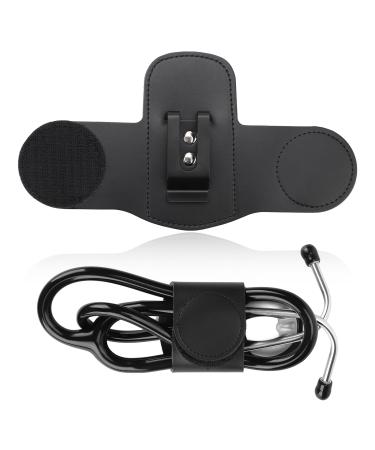 Stethoscope Holder Soft Leather Stethoscope Holster with Clip Easy to Pick & Carry Stethoscope Accessories for Physicians Nurses EMT Stethoscope Holder Hip Clip for Belt Pants Waist Pocket (Black)