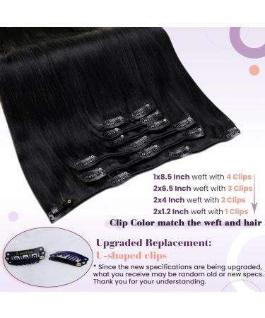 Laavoo 50cm Clip-In Hair Extensions - 105g Real Remy Human Hair #1 Black 7 Pcs for Full Volume - Buy Online on SooperMarket.com