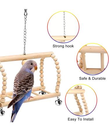 Buy 13-Part Natural Wood Parrot Toys - Bird Swing Climbing & Grinding Accessories for Budgies & Canaries - International Shipping Available - Buy Online on SooperMarket.com