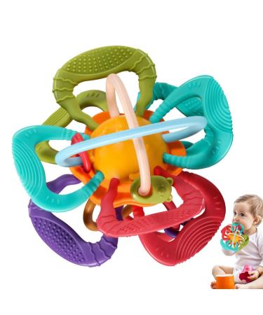 Abbto Beißring for babies |Sensory toothing toys for babies and toddlers - rattle bite ring ball safe and easy to keep for infants and toddlers for teething relieves toothache