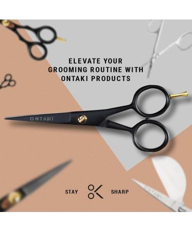 Ontaki Professional Beard Shears - German Steel Mustache Scissors (12.7 cm) with Carrying Bag | Hand-Forged Precision Facial Hair Tools for Men - Buy Online on SooperMarket.com
