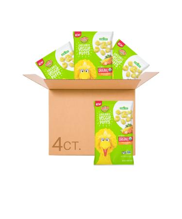 Earth's Best Organic Sesame Street Toddler Snacks, Veggie Puffs, Original, 1.55 Oz (Pack of 4)