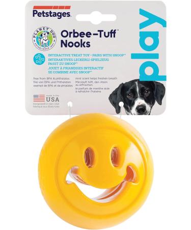 Outward Hound Planet Dog Orbee-Tuff Nooks - Yellow Smiley Snack Toy for Dogs | International Shipping - Buy Online on SooperMarket.com