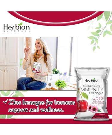 Herbion Naturals Immunity Lozenges - Zinc Vitamin-C & Echinacea - 5 Packs 25ct Each - Delicious Cherry Flavor - For Adults & Kids 6+ - Buy Online on SooperMarket.com