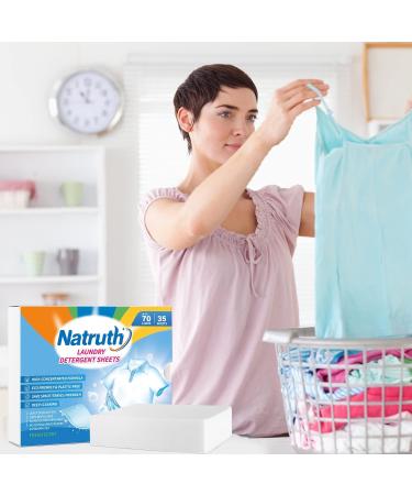 NATRUTH Natural Laundry Detergent Sheets - 35 Fresh Scented Biodegradable Strips for 70 Loads - Travel-Friendly & Plastic-Free - Buy Online on SooperMarket.com