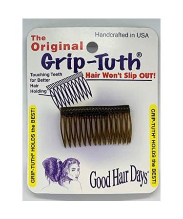 Good Hair Days Grip-Tuth Shorty Combs - Shorty Tuck Combs For Hair Decorative & Hair Styling - Hair Accessories For Fine and Thin Hair (Tortoise Shell 2 Count- 1 inch) 2 Count (Pack of 1) Tortoise Shell