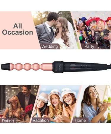 EMOCCI PRO 5 in 1 Curling Wand Set - Ceramic Tourmaline Barrels - Rose Gold - Buy Online on SooperMarket.com