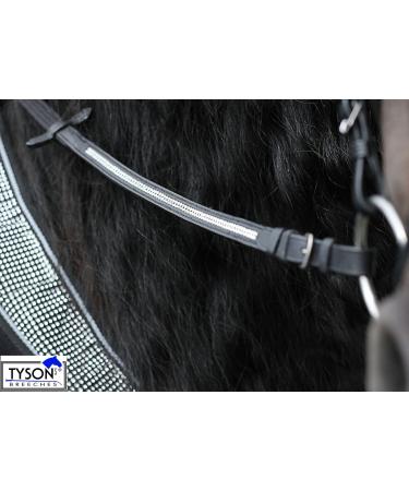 Tysons Breeches Reins Glitter Art Rhinestone Web Reins Rubberized Total Length 2.40 2.60 2.80 Black (2.40)