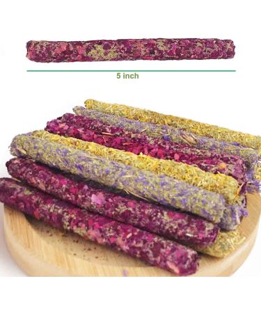 Natural Flowers Flavored Timothy Hay Sticks | Handmade Chew Toys for Small Animals | 5.29oz Pack - Buy Online on SooperMarket.com