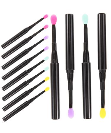 BELLIFFY 12pcs Silicone Lip Brush Glitter Eyeshadow Brush with Cap Lipstick Applicator Eye Makeup