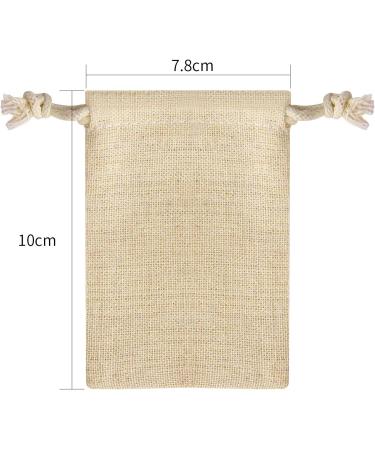 20PCS 3x3.7Inch Double Drawstring Cotton Cloth Bags - Beige | Small Jewelry Bracelet Beads Spice Gift Bags - Buy Online on SooperMarket.com