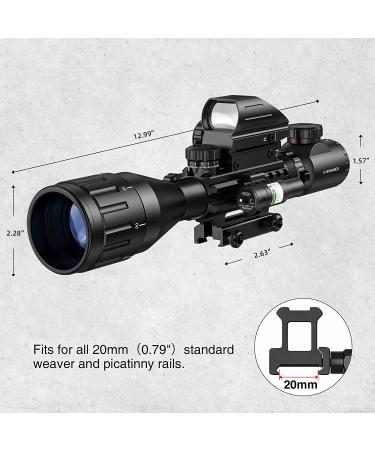 MidTen 4-16x50 Tactical Rifle Scope with Dual Illuminated Optics, Rangefinder, Reflex Sight, Holographic Reticle, and Laser Sight - Buy Online on SooperMarket.com