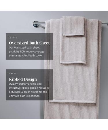 LUXOME Plush Performance Oversized Bath Sheet Set | 36 x 70 | Highly Absorbent - Oyster (Tan) | 2-Piece Set - Buy Online on SooperMarket.com