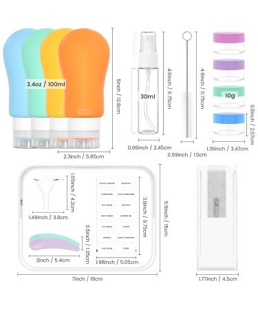 100ml Silicone Travel Bottles Set | 4 Leak-Proof TSA Approved Containers for Shampoo & Lotion | BPA Free Colorful Travel Essentials - Buy Online on SooperMarket.com