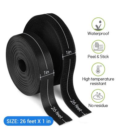 KRUI 1 Inch x 26 Feet Hook and Loop Strips Mounting Tape with Adhesive  Sticky Back Heavy Duty Strips Fastener Roll for Home Office School Organization  Crafting  Home Improvement Decorating 1 In x 26Ft Black - Buy Online on SooperMarket.com
