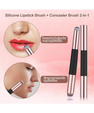 2Pcs Double Head Silicone Lip Brush Kit - Reusable Lip Applicator for Lipstick Gloss & Masks | Elastic Design & Cap Included | International Shipping - Buy Online on SooperMarket.com