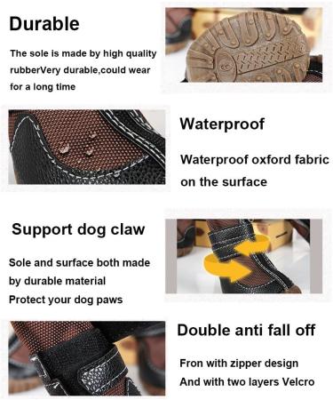FLAdorepet Large Dog Waterproof Martin Boots - Pack of 4 Brown Shoes for Pitbull & Golden Retriever - Buy Online on SooperMarket.com