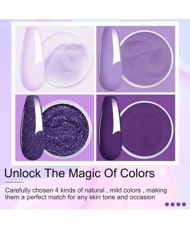 Dip Powder Nail Kit - 4 Color Starter Set with 4 Dipping Powders & 4 Liquid Polishes - Purple Blue Acrylic System - Buy Online on SooperMarket.com