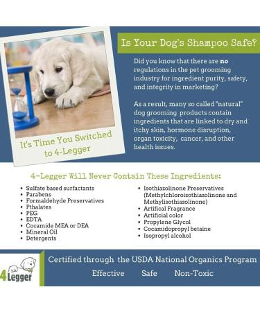 4Legger USDA Organic Hypoallergenic Coconut Dog Shampoo 16 oz - Fragrance-Free with Aloe for Dry, Itchy, Sensitive Skin - Buy Online on SooperMarket.com