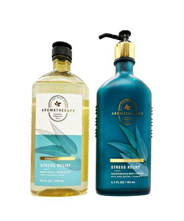 Bath & Body Works Aromatherapy Stress Relief Eucalyptus Tea Body Lotion, Body Wash and Foam Bath with Natural Essential Oils Pack of 2