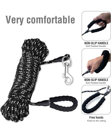 Reflective 65FT Dog Training Lead Rope for Hiking & Walking | Nylon Long Recall Leash with Comfortable Handle - Buy Online on SooperMarket.com