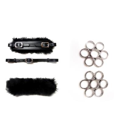 PS Horse Article Set Bitless Bridle Flower Silver - Real Sheepskin Black with Silver Fittings
