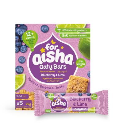 For Aisha Oaty Bars Blueberry & Lime 30 Bars Halal Vegan Nut Free Gluten Free Dairy Free 100% Natural Ingredients Baby Snacks Toddler Snacks