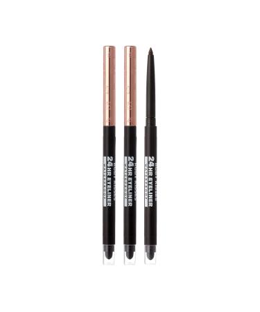 Ruby Kisses Waterproof Eyeliner 24HR Waterproof Long-Lasting Mechanical Eyeliner Pencil with Built-in Sharpener Smudgeproof 3 Pack (Black Brown)