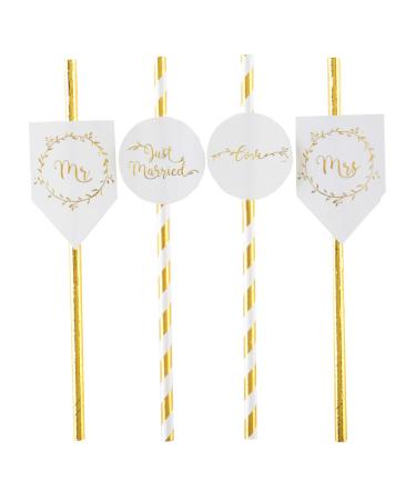 Santex Pack of 8 White Straws for Wedding