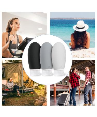 OPRET 100ml Silicone Travel Bottles Set - 3 Leakproof & Refillable TSA-Approved Containers for Shampoo & Cream - BPA-Free Black & Gray - Buy Online on SooperMarket.com