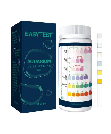 EASYTEST Aquarium Test Strips, Fish Tank Test Kit for 6 in 1 Freshwater Saltwater Monitoring Nitrate Nitrite Chlorine Carbonate Hardness pH 6 in 1 Aquarium test strips