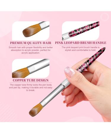 Saviland Acrylic Nail Brush Set - 4PCS Pink Leopard Print Brushes for Nail Extensions & Carving - Sizes 8/10/12/14 - Buy Online on SooperMarket.com
