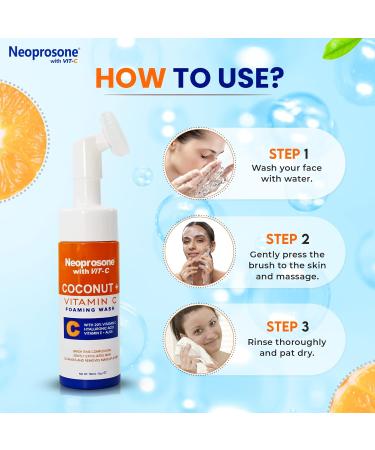 Neoprosone Skin Brightening Foaming Face Wash - 5 fl oz / 150 ml - Acne Face Wash Gentle Facial Cleanser for Oily Sensitive Normal Skin with Aloe Vera Coconut Oil - Buy Online on SooperMarket.com