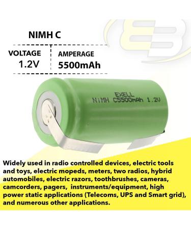 Buy 2x Exell 1.2V 5000mAh NiMH C Size Rechargeable Batteries | Ideal for Airsoft Telecoms Electric Tools & Data Meters - International Shipping Available - Buy Online on SooperMarket.com