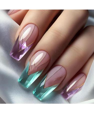 Press on Nails for Women | Colorful Press on False Nails User Friendly Fake Nails Set Cute Women False Nails for Holiday Dates Birthday Parties - Buy Online on SooperMarket.com