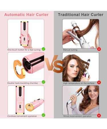 Buy Cordless Auto Hair Curler - Portable Automatic Curling Iron with LCD Display | Fast Heating & Rechargeable Hair Styling Tool - Buy Online on SooperMarket.com