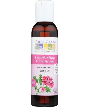 Aura Cacia Aromatherapy Body Oil Comforting Geranium 4 fl oz (118 ml)