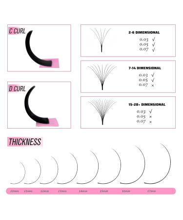 VEYES INC Cashmere Smart Fan Lash Extensions | 0.03/0.05/0.07 C/CC/D Curl | 8-20mm Mixed & Single Length | Super Matte Black Volume Lashes for Lash Techs - Buy Online on SooperMarket.com