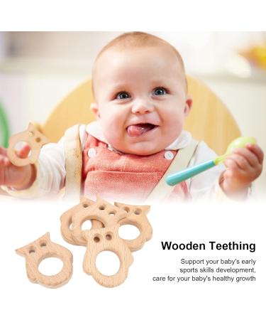 5Pcs Baby Teethers Owl Wooden Chewing Ring | Non-Toxic Robust DIY Jewelry Accessories & Baby Bite Stick - Buy Online on SooperMarket.com