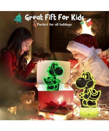 Eygerur Yoshi Night Light for Kids - 3D LED Illusion Lamp | 16 Colors Dimmable, USB Powered, Remote Control - Children's Room Decoration & Holiday Gift - Buy Online on SooperMarket.com