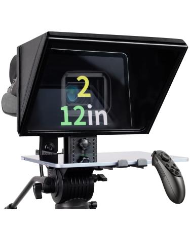 ILOKNZI i2/12inch/Black, Liftable Teleprompter with Remote Control and app Metal for 12.9" Tablets with Adjustable Tempered Optical Glass Supports Webcam Wide Angle Camera Lens Studio Make Videos 12.2"-Lifter