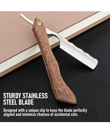 M&LD Cut Throat Razor Kit - Stainless Steel Single Edge Shaving Blades for Men - Ideal for Barber, Home & Salon Use - Straight Razor Gift for Men - Chocolatet159 - Buy Online on SooperMarket.com