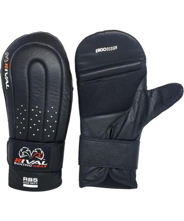 RIVAL Boxing RB5 Hook and Loop Leather Training Bag Mitts - Black | Premium Quality MMA Gloves - Buy Online on SooperMarket.com