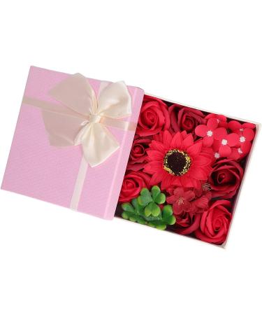 Simulation Flower Bath Soap Women Exquisite Flower Soap Gift Box for Birthday Valentines Day Christmas for Her Women Teens Girls Mom Birthdays (Red) - Buy Online on SooperMarket.com