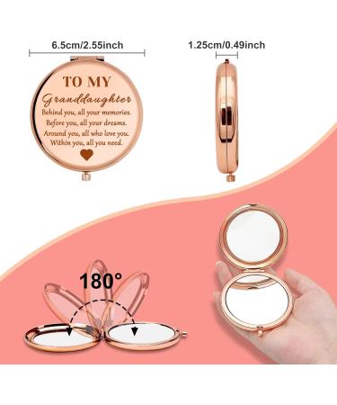 2 Pack Granddaughter Compact Mirror Set - Inspirational Gifts from Grandma & Grandpa for Teen Girls - Encouragement Gift for Birthday & Graduation - Buy Online on SooperMarket.com