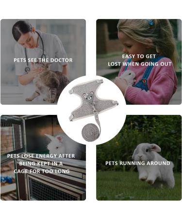 Shop Premium Rabbit Accessories: Harnesses Collars Leashes & Dishes for Small Animals - Adjustable & Breathable (Gray) - Buy Online on SooperMarket.com